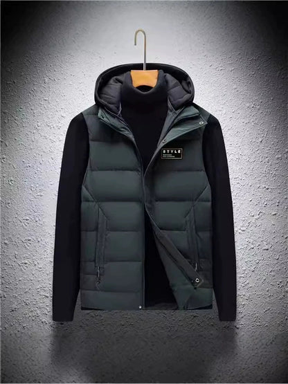 Men’s Hooded Vest – Quilted Down – Regular Fit – Zip Front – Sleeveless Layer