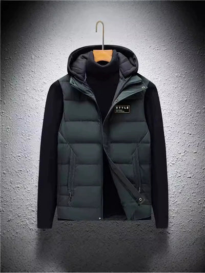 Men’s Hooded Vest – Quilted Down – Regular Fit – Zip Front – Sleeveless Layer