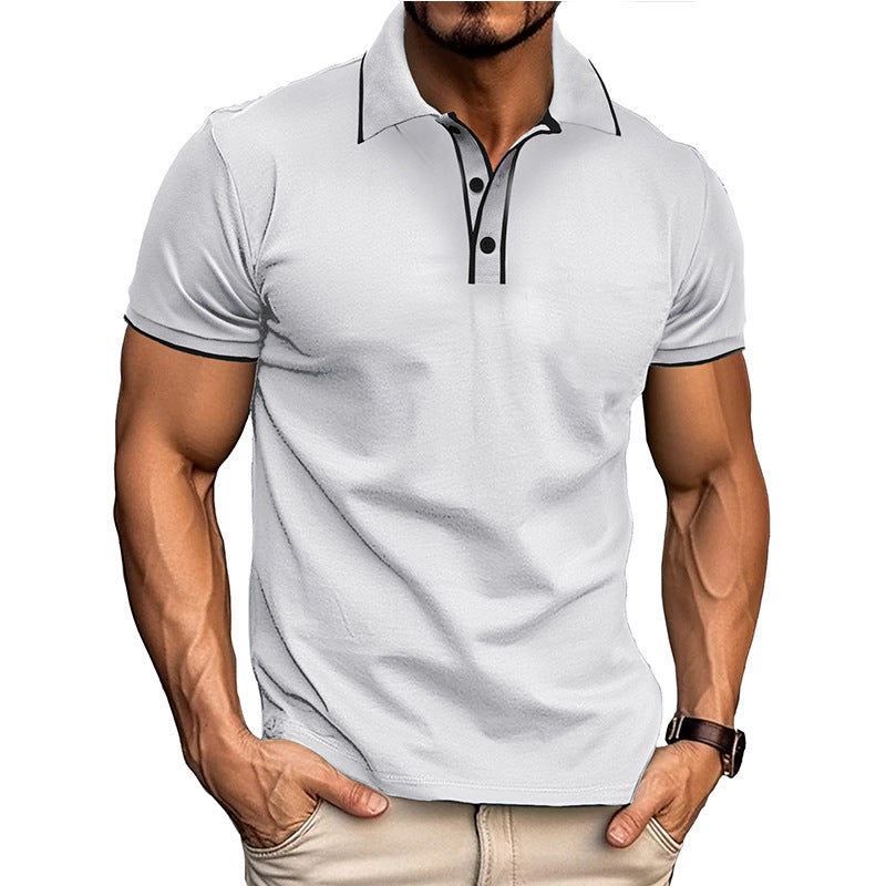 Men’s Polo Shirt – Athletic Fit – Cotton Blend – Button Placket – Subtle Piping