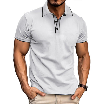 Men’s Polo Shirt – Athletic Fit – Cotton Blend – Button Placket – Subtle Piping
