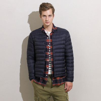 Men's Down Jacket - Short Thin Style - Round Neck - Lightweight and Versatile