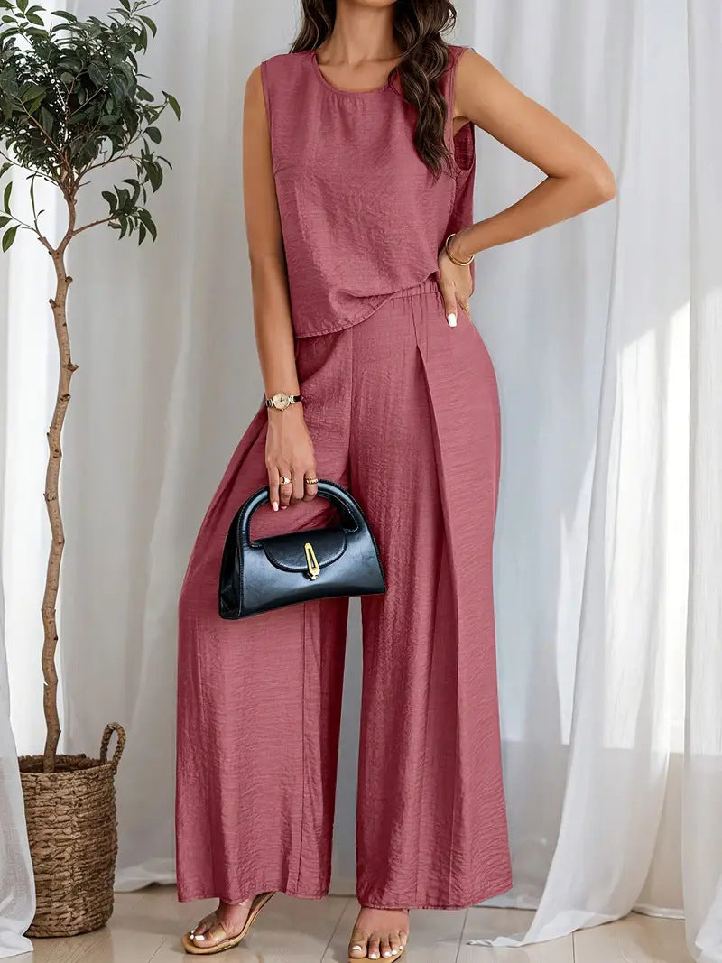 Women’s Wide-Leg Trousers – High Waist – Pleated Front – Lightweight Relaxed Fit