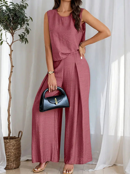 Women’s Wide-Leg Trousers – High Waist – Pleated Front – Lightweight Relaxed Fit