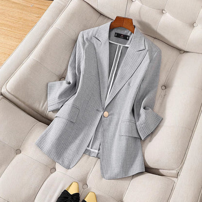 Women’s Blazer – Tailored Fit – Notched Lapel – 3/4 Sleeve – Single Button