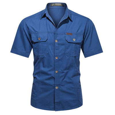 Men’s Work Shirt – Cotton Blend – Relaxed Fit – Short Sleeve – Button-Up with Pockets