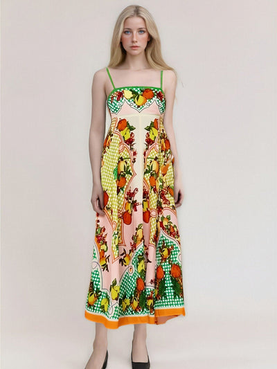 Women’s Maxi Dress – Strapless – Abstract Print – High Waist – Flowy Fit – Cotton Blend
