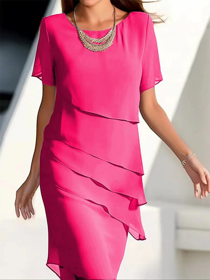 Chiffon Pleated Midi Dress for Women – Elegant Flowy Formal Wear