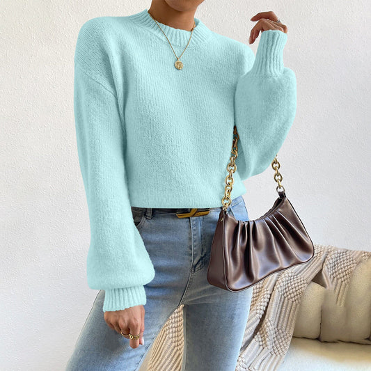Women’s Knit Sweater – Relaxed Fit – Soft Touch – Crew Neck – Ribbed Cuffs
