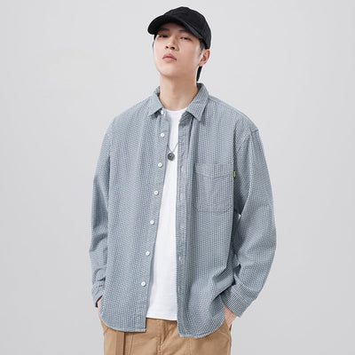 Men’s Long Sleeve Shirt – Loose Fit – Breathable Cotton – Button-Down Casual Style