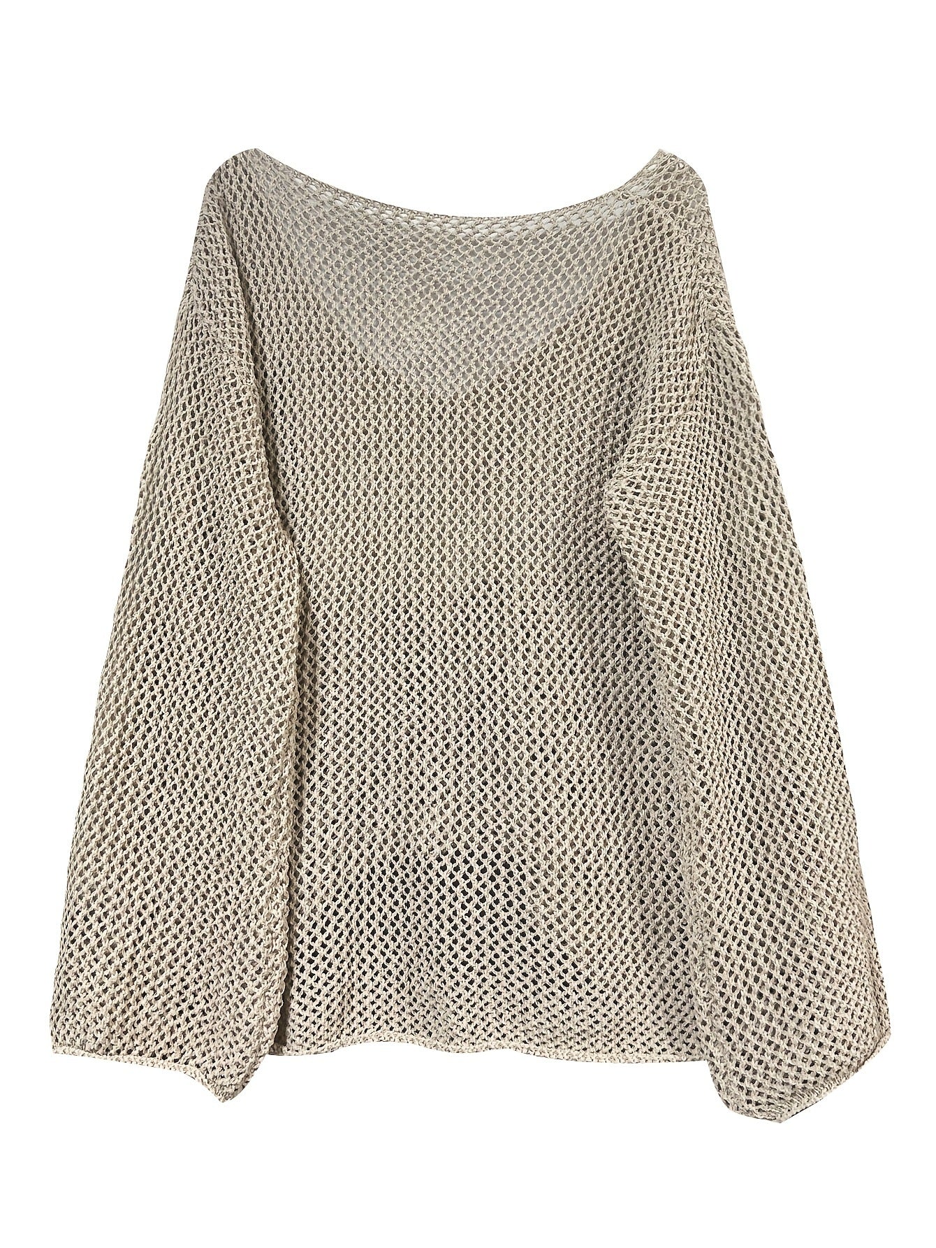 Women's Hollow Long Sleeve Loose Knit Sweater