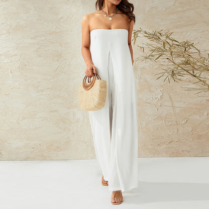 Women’s Jumpsuit – Strapless Bandeau – Wide Leg – Relaxed Fit