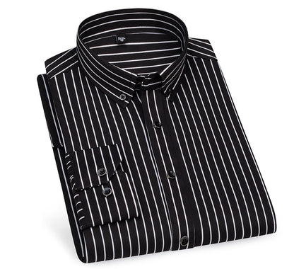 Men’s Dress Shirt - Stripe Pattern - Regular Fit - Button-Up with Spread Collar