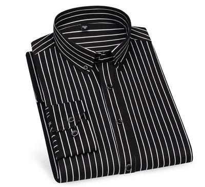 Men’s Dress Shirt - Stripe Pattern - Regular Fit - Button-Up with Spread Collar