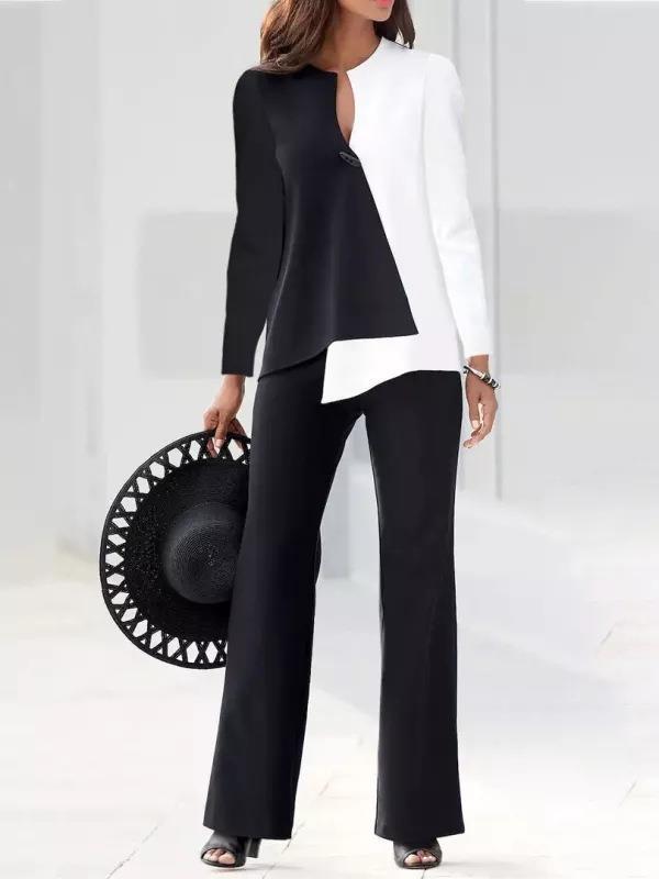 Women’s Blazer Set – Structured Fit – Asymmetrical Overlap Front – Full Sleeve Formal Wear