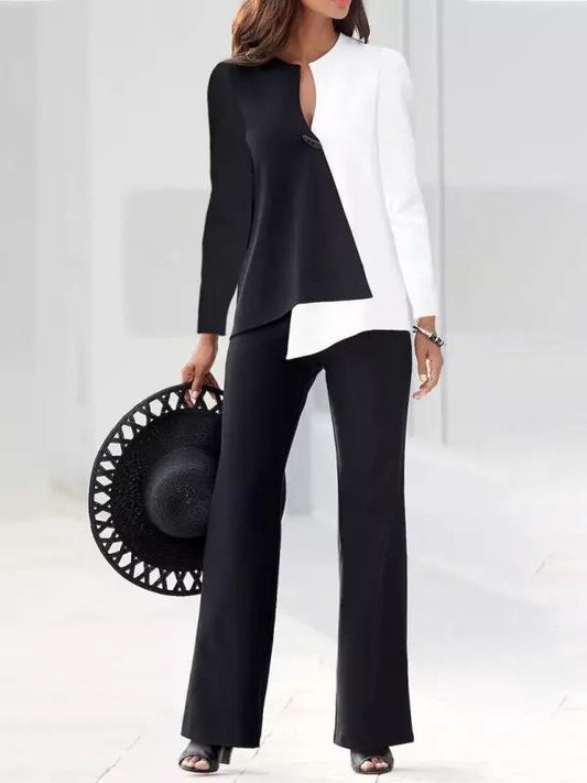 Women’s Blazer Set – Structured Fit – Asymmetrical Overlap Front – Full Sleeve Formal Wear