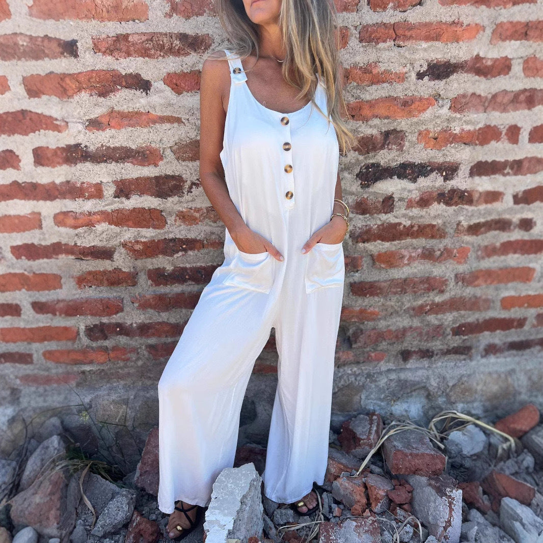Women’s Jumpsuit – Relaxed Fit – Wide Leg – Soft Fabric – Casual Style
