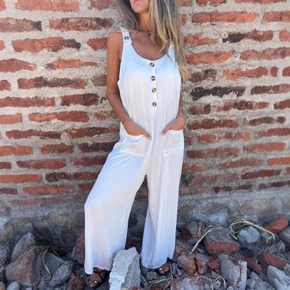 Women’s Jumpsuit – Relaxed Fit – Wide Leg – Soft Fabric – Casual Style