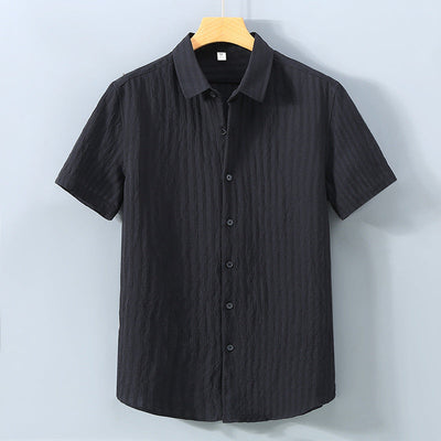 Men’s Button-Down Shirt – Relaxed Fit – Breathable Blend – Textured – Short Sleeve