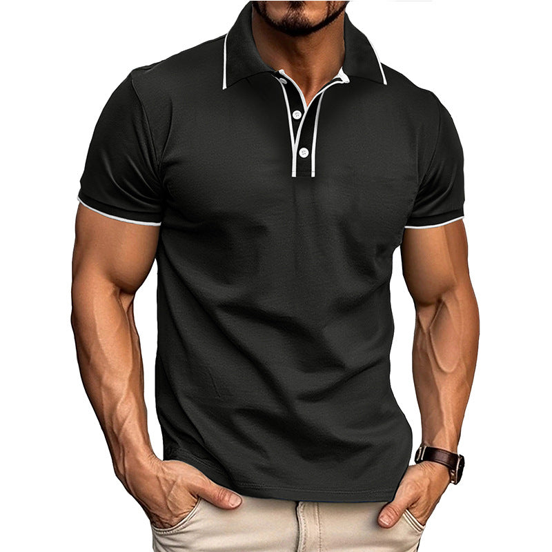 Men’s Polo Shirt – Athletic Fit – Cotton Blend – Button Placket – Subtle Piping