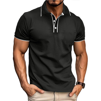 Men’s Polo Shirt – Athletic Fit – Cotton Blend – Button Placket – Subtle Piping