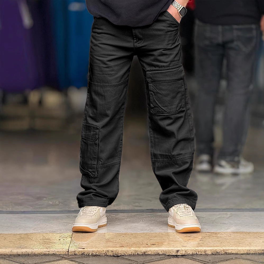 Men’s Cargo Trousers – Relaxed Fit – Natural Fibers – Full Length – Utility Pockets
