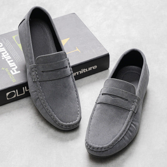 Men’s Suede Loafers – Slip-On Moc Toe – Split Strap – Casual Comfort Fit