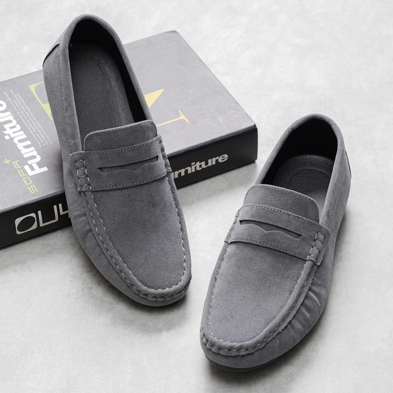 Men’s Suede Loafers – Slip-On Moc Toe – Split Strap – Casual Comfort Fit