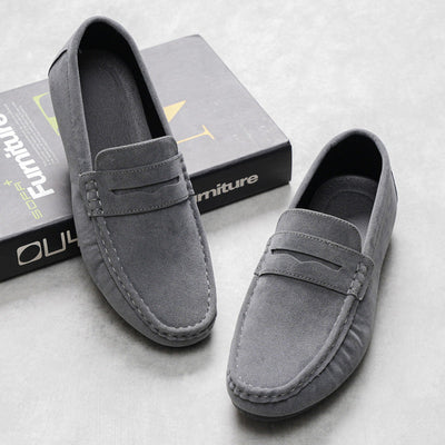 Men’s Suede Loafers – Slip-On Moc Toe – Split Strap – Casual Comfort Fit