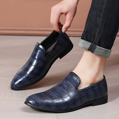 Men’s Loafers – Leather Stone Pattern – Slip-On – Classic Fit – Formal Business Wear