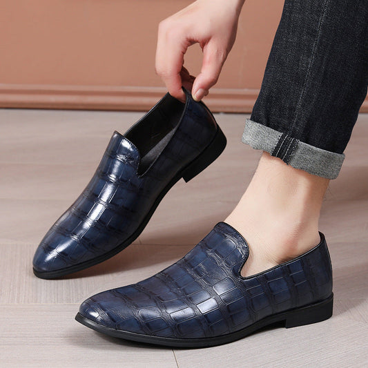 Men’s Loafers – Leather Stone Pattern – Slip-On – Classic Fit – Formal Business Wear