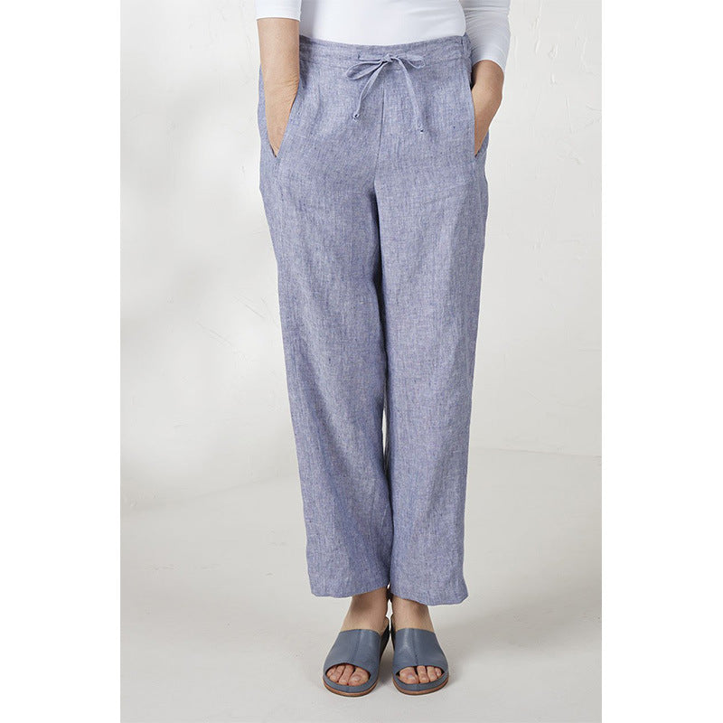 Women’s Relaxed Fit Pants – Breathable Blend – Full Length – Drawstring Waist with Pockets