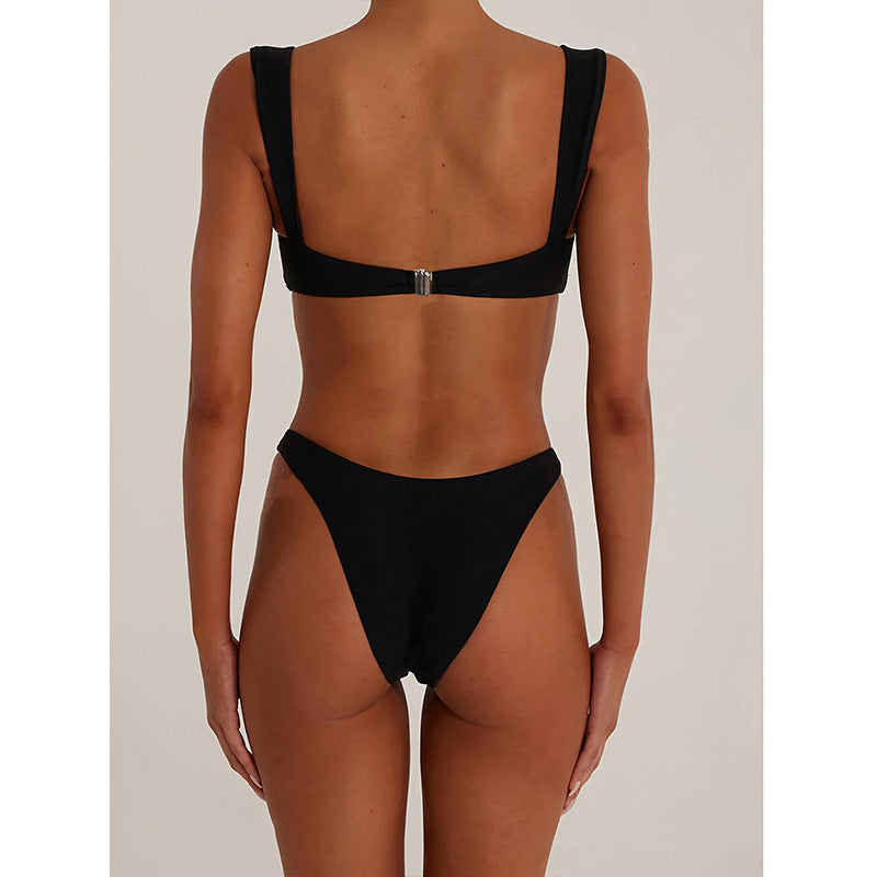Women’s Bikini Set – Cut-Out Design – High Cut – Snug Fit – Metallic Accents