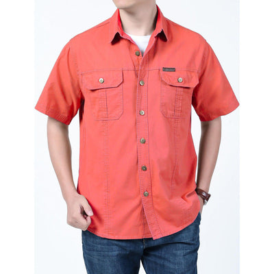 Men’s Work Shirt – Cotton Blend – Relaxed Fit – Short Sleeve – Button-Up with Pockets