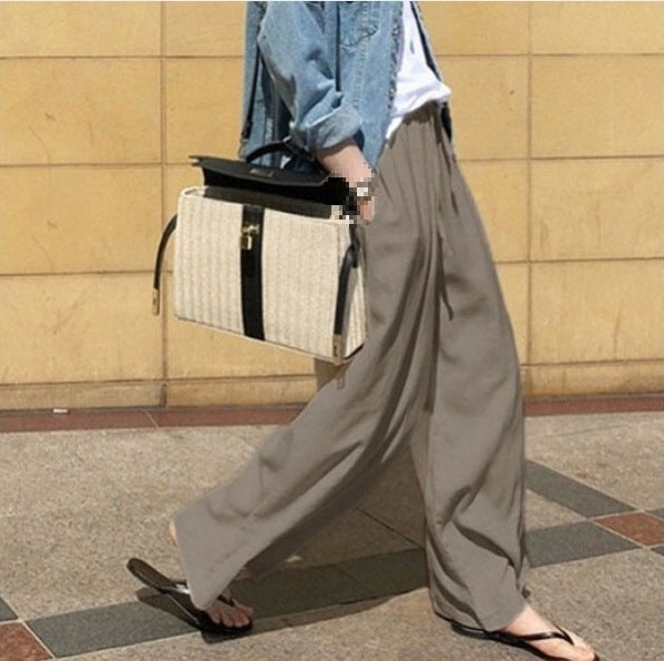 Women’s Wide-Leg Trousers – Relaxed Fit – Soft Cotton – Elastic Waist – Drawstring