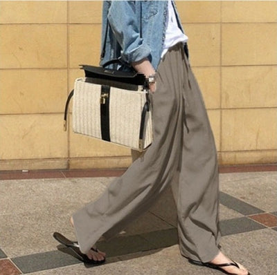 Women’s Wide-Leg Trousers – Relaxed Fit – Soft Cotton – Elastic Waist – Drawstring
