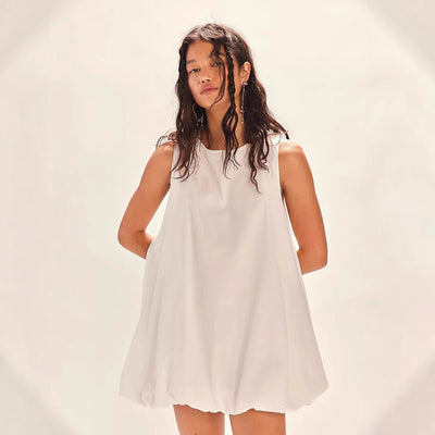 Women’s Mini Dress – Loose Fit – Sleeveless Backless Lantern Hem