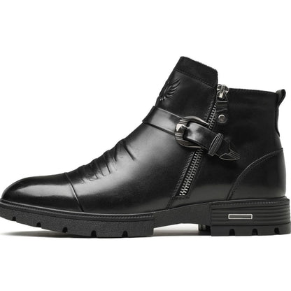 Men's slip-on leather mid-rise boots