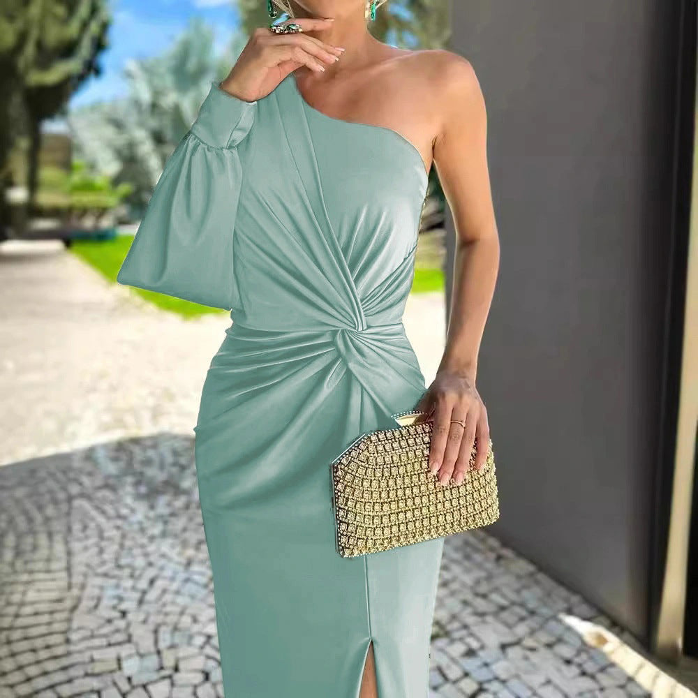 Women's Asymmetric One-Shoulder Evening Dress
