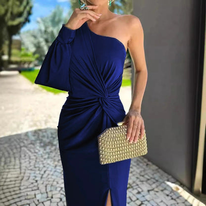 Women's Asymmetric One-Shoulder Evening Dress