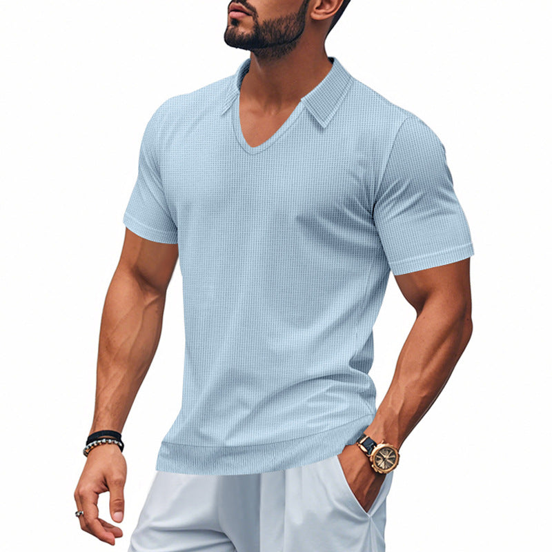 Men’s Polo Shirt – Relaxed Fit – V-Neck – Short Sleeve – Breathable Casual Wear