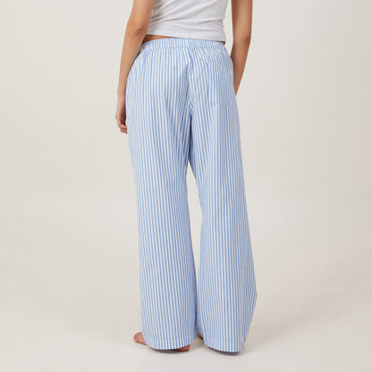Women’s Lounge Pants – Cotton Blend – Relaxed Fit – Full Length – Elastic Waist – Striped