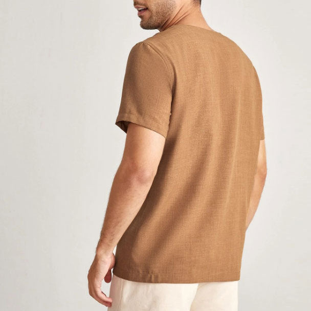 Men’s T-Shirt – Oversized Fit – V-Neck – Short Sleeve – Breathable Cotton Blend