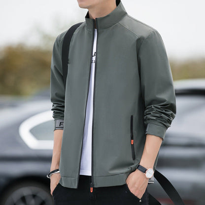 Men’s Jacket – Relaxed Fit – High Collar – Zipper Front – Lightweight Breathable Casual Wear