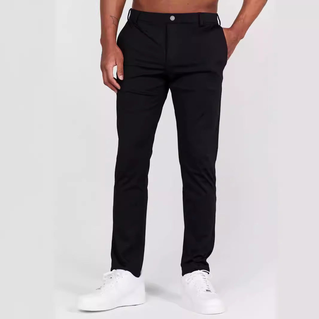 Men’s Slim Fit Trousers – Full Length – Soft Stretch Fabric – Rear Welt Pockets