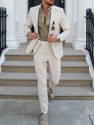 Slim Fit Men's Suit – Tailored All-Season Design, Breathable & Modern Style
