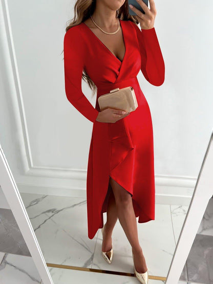 Elegant Round Neck Wrap Dress for Women