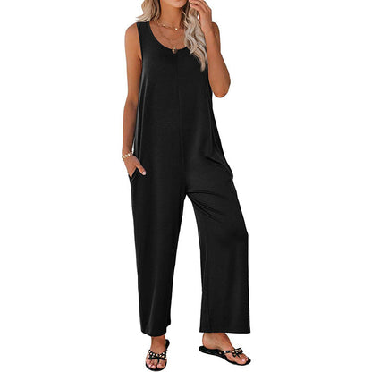Women’s Jumpsuit – Relaxed Fit – Wide Leg – Sleeveless – Soft Breathable Cotton
