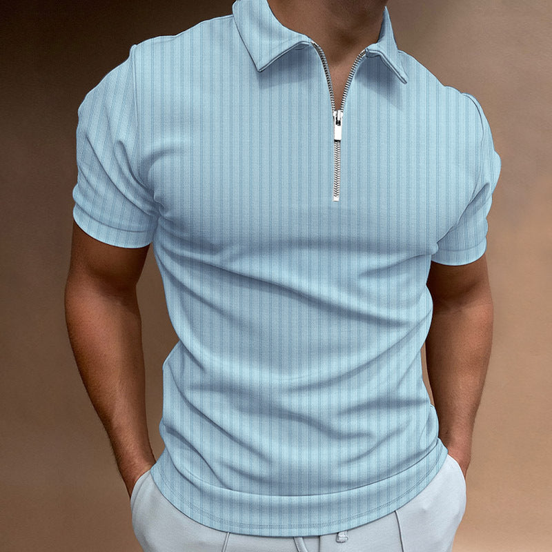 Men’s Polo Shirt – Slim Fit – Cotton Knit – Short Sleeve – Zipper Neckline