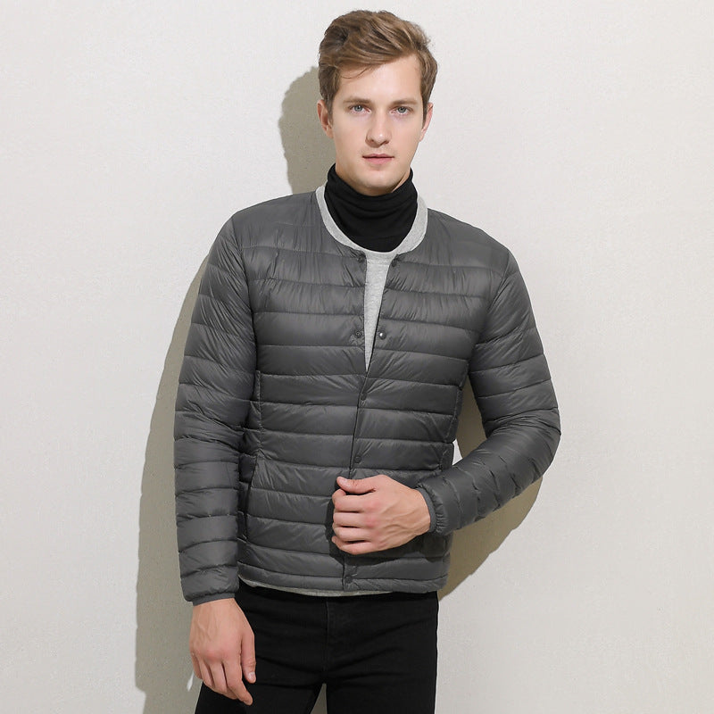 Men's Down Jacket - Short Thin Style - Round Neck - Lightweight and Versatile