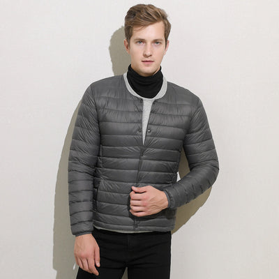 Men's Down Jacket - Short Thin Style - Round Neck - Lightweight and Versatile